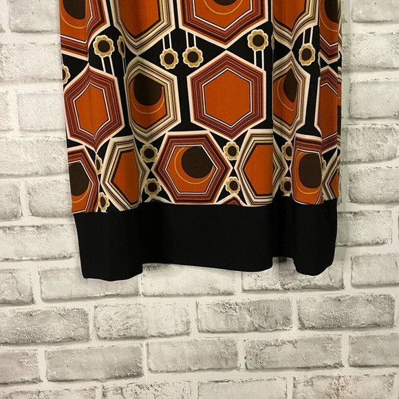 Sage Blu Vintage Rust Orange Black Cream Dress Size Medium M - Picture 3 of 10